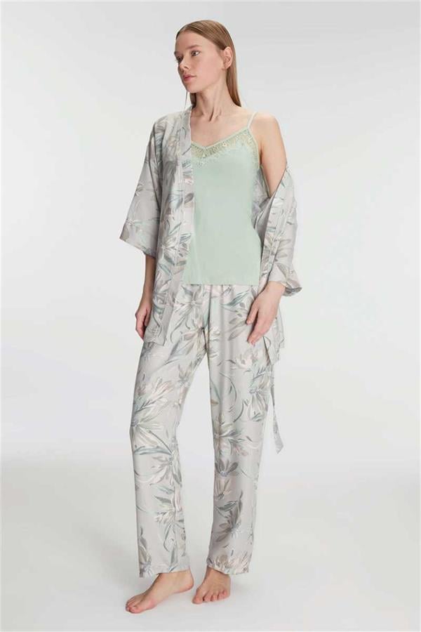 Anıl 11223 Kadın Sabahlık Atlet ve Pantolon Takımı Pamuklu Pijama Takımı