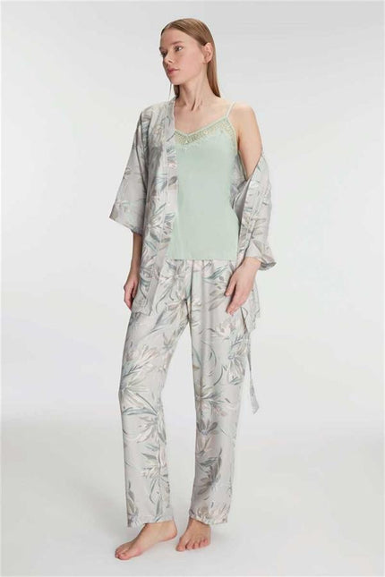 Anıl 11223 Kadın Sabahlık Atlet ve Pantolon Takımı Pamuklu Pijama Takımı