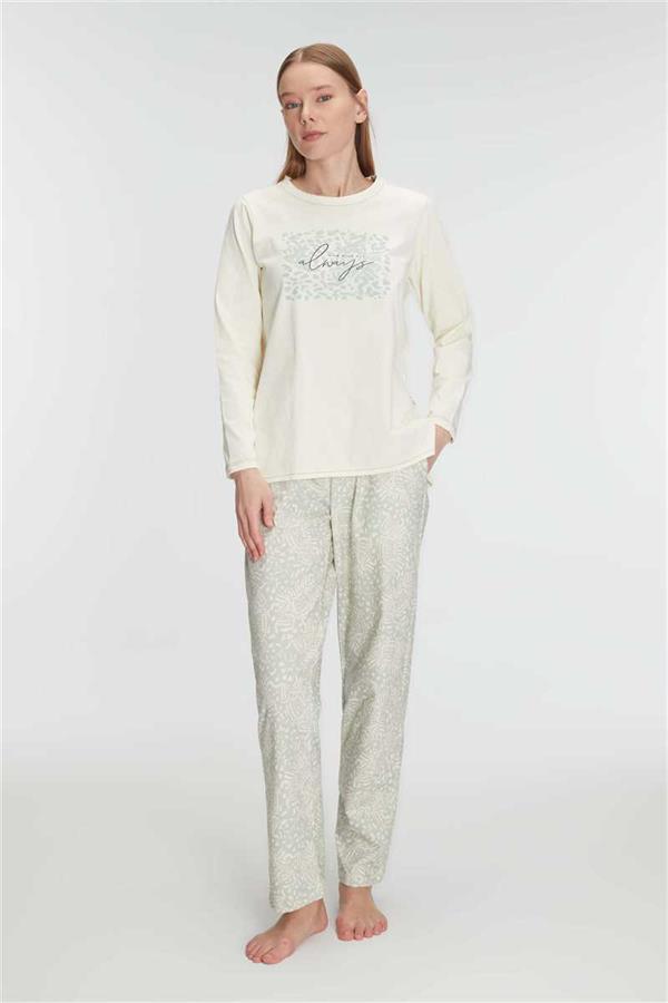 Anıl 11295 Kadın Pamuklu Uzun Kol Pijama Takımı