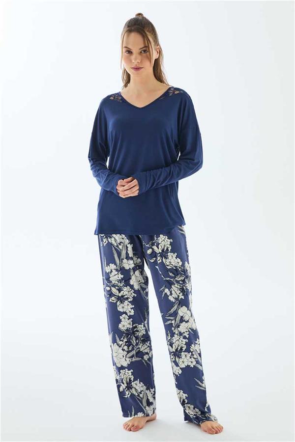 Anıl 11499 Kadın Uzun Kol Tişört ve Pantolon Pijama Takımı