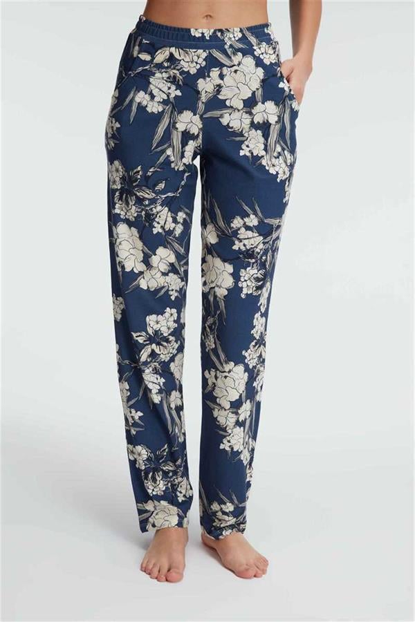 Anıl 9130 günlük ev giyimi Kadın viskon Çiçek Desenli yazlık örme normal bel Pijama Altı