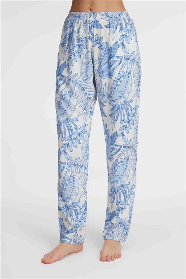 Anıl 9143 Günlük Ev Giyimi Kadın Viskon Çiçek Desenli Yazlık örme Normal Bel Pijama Altı