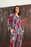 Arias Dolap Çiçek ve Yaprak Desenli Önü Düğmeli Pijama Takımı