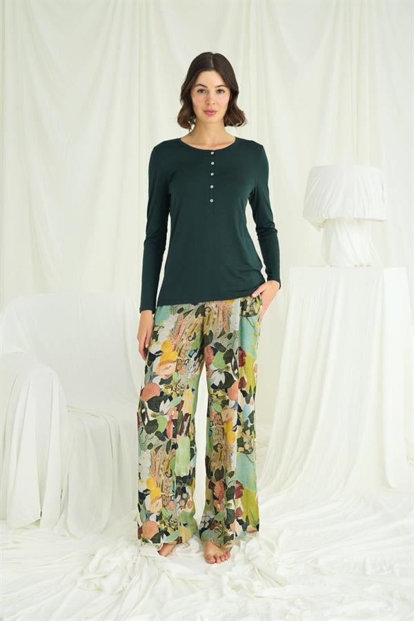 Arias Dolap Çiçek ve Yaprak Desenli Pijama Takımı
