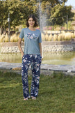 Arias Dolap Çiçek ve Yaprak Desenli ve Baskılı Pijama Takımı