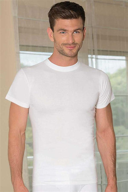 Erkek Pamuklu Kısa Kollu Sıfır Dar Yaka Klasik Fanila T-Shirt (0302)