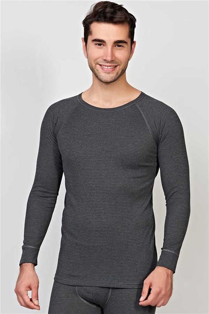 Erkek Termal Geniş Yaka Reglan Uzun Kol İçlik Tişört (8565)