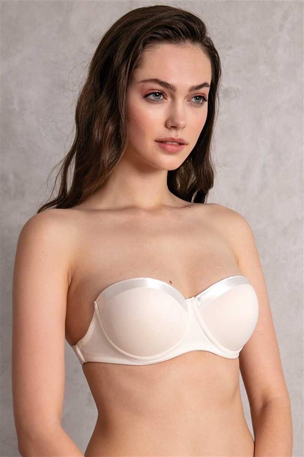 Kadın Balenli Destekli Dolgulu Askısız Straplez Sırtı Şeffaf Sırt Dekoltesi Sütyeni (3616)