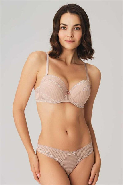 Kadın Balenli Destekli Dolgulu Dantelli Sütyen ve String Takım (4211)