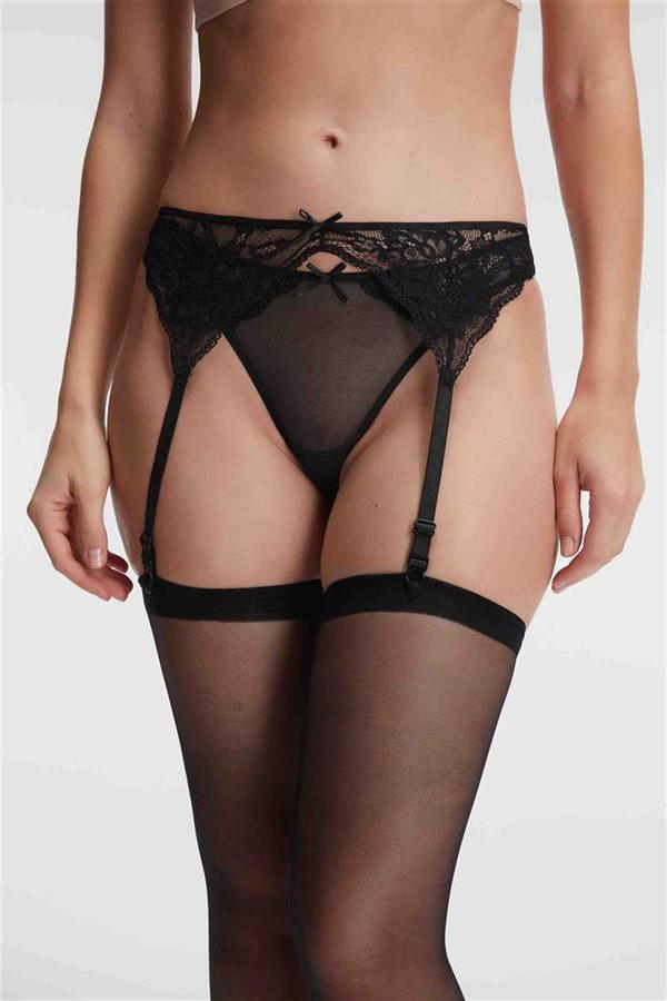 Kadın Dantelli Jartiyer İp ve Çorap 3'lü Takım (6202)