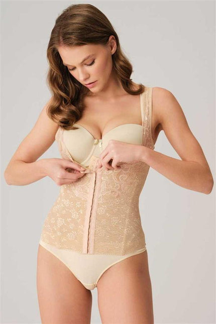 Arias Klozet Toparlayıcı Bel İnceltici Dikişli Büyük Beden Kancalı Geniş Askı Sıkı Yelek Korse