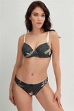 Kadın Viskon Balenli Destekli Dolgulu Çiçek Baskılı Sütyen ve Slip Takım (4235)