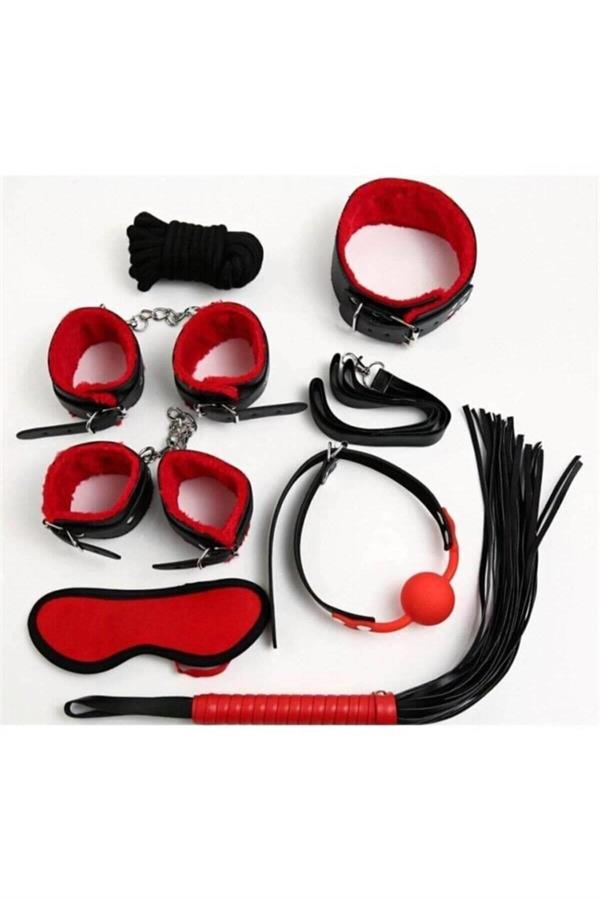 Arias Dolap Kırmızı/Siyah İçi Tüylü Deri 7'li Takım Elbise