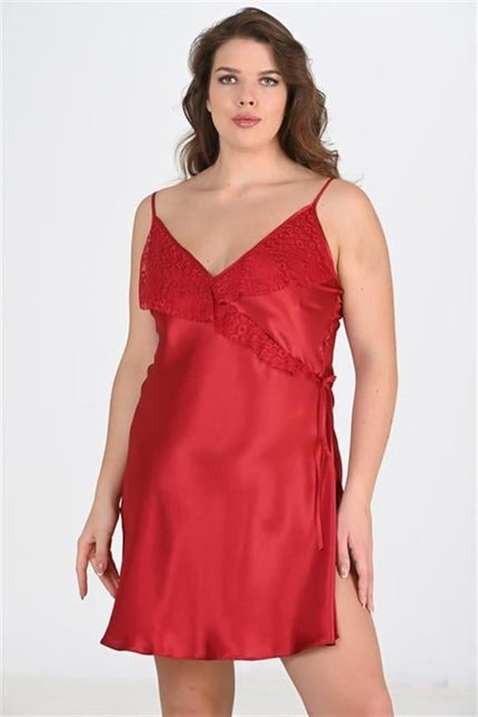 Arias Dolap Büyük Beden Bordo Gecelik 2107