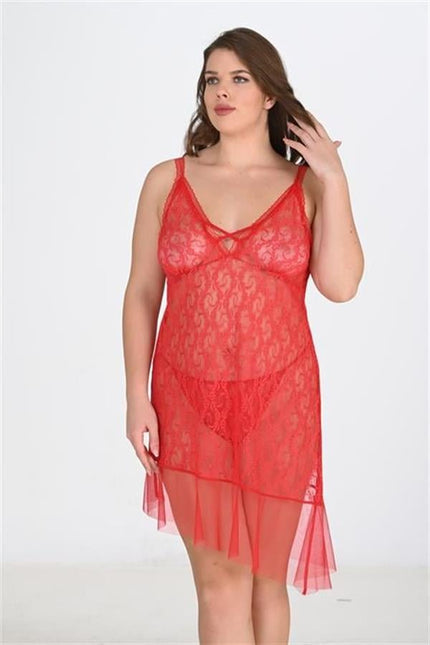 Arias Dolap Büyük Beden Kırmızı Gecelik