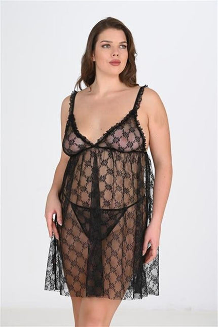 Arias Dolap Büyük Beden Siyah Gecelik 3041