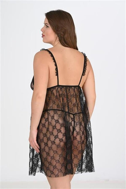 Arias Dolap Büyük Beden Siyah Gecelik 3041