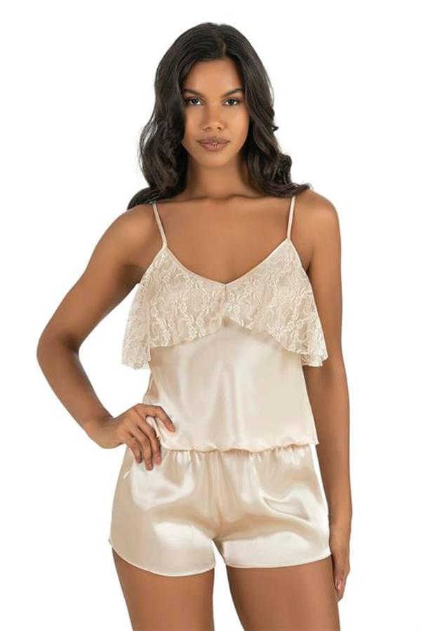 Arias Dolap Fildişi Saten Şort Takımı 9214