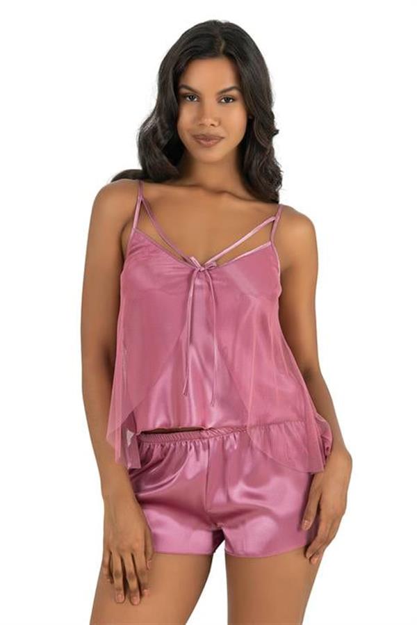 Arias Dolap Gül kurusu Saten Şort Takımı