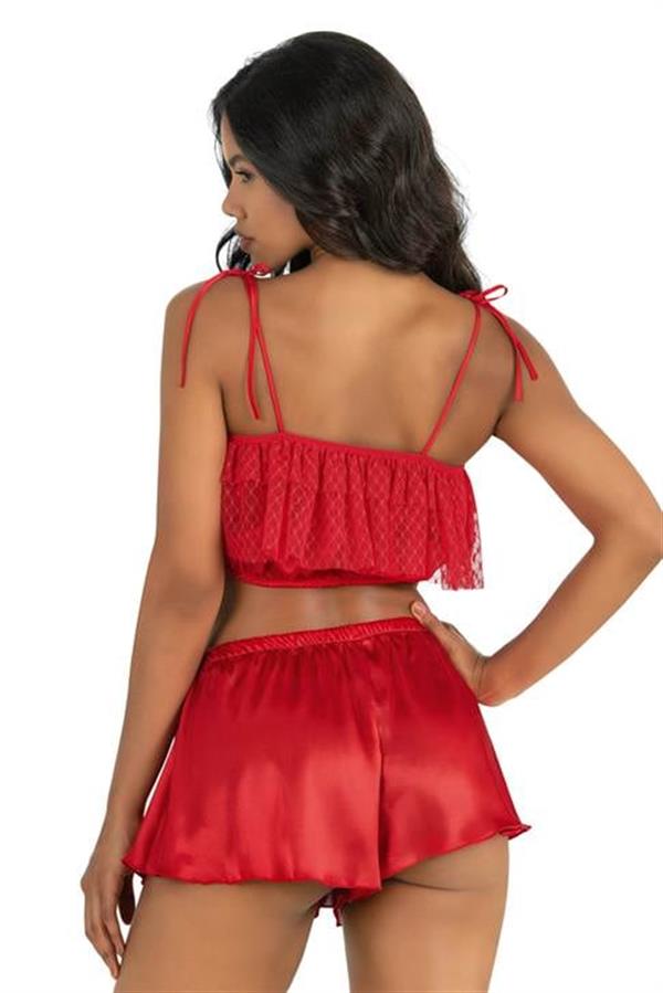 Arias Dolap Kırmızı Saten Şort Takımı 9206