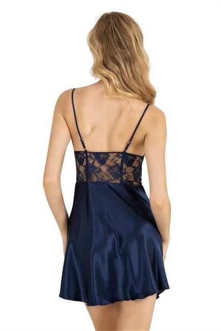 Arias Dolap Lacivert Kısa Saten Gecelik 8239