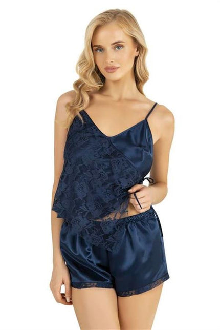 Arias Klozet Lacivert Saten Şort Takımı 9204