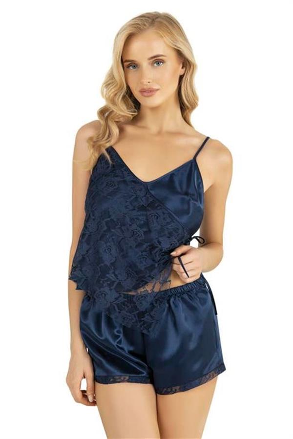 Arias Klozet Lacivert Saten Şort Takımı 9204