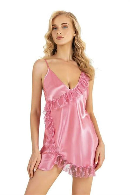 Arias Dolap Pembe Kısa Saten Gecelik 8229