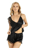 Arias Dolap Siyah Saten Şort Takımı 9205