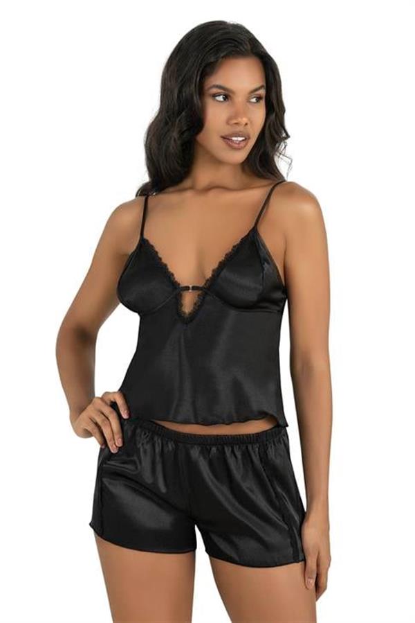 Arias Dolap Siyah Saten Şort Takımı 9207