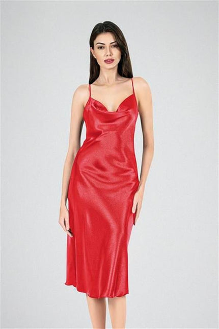 Arias Dolap Uzun Gecelik Degaje Kırmızı