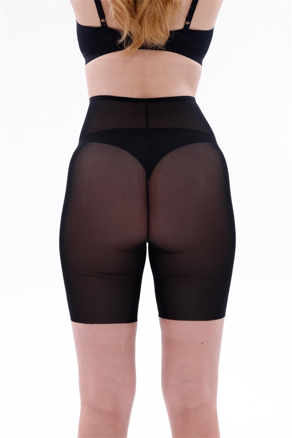 Arias Dolap Siyah MI EMAY 2705 Lazer Tül Toparlayıcı Paçalı Boxer Hayalet Korse