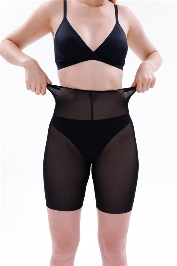 Arias Dolap Siyah MI EMAY 2705 Lazer Tül Toparlayıcı Paçalı Boxer Hayalet Korse