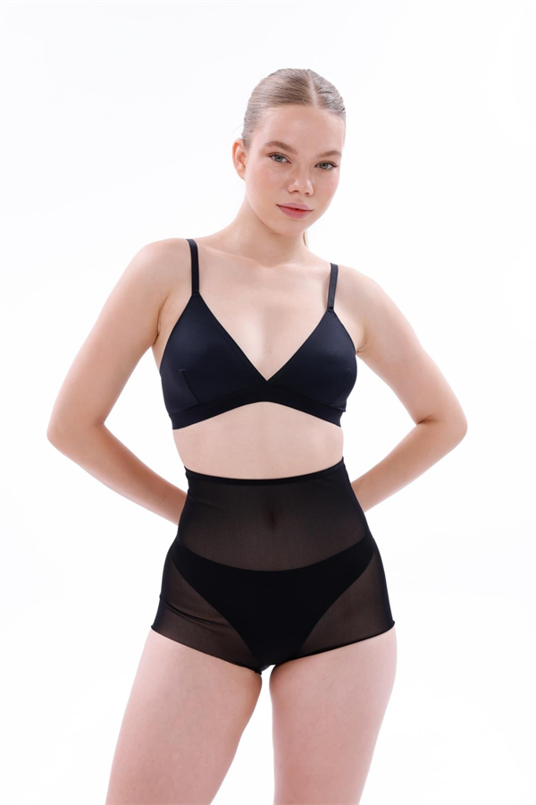 Arias Klozet Siyah MI EMAY 2706 Lazer Tül Toparlayıcı Slip Hayalet İpek Korse