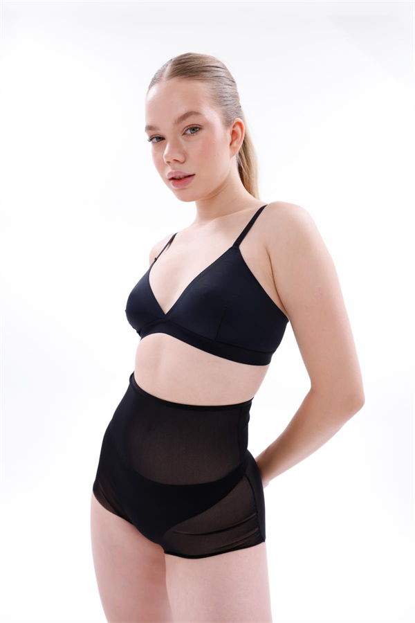 Arias Klozet Siyah MI EMAY 2706 Lazer Tül Toparlayıcı Slip Hayalet İpek Korse