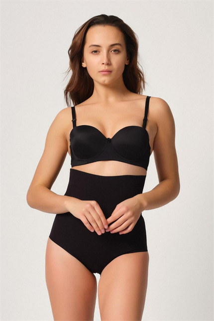 Arias Dolap Siyah MI Emay 2708 Lazer Yüksek Bel Kesim Slip Hayalet Korse