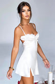 Arias Dolap Beyaz Yırtmaç Detaylı Fantezi Mini Club Elbisesi