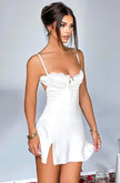 Arias Dolap Beyaz Yırtmaç Detaylı Fantezi Mini Club Elbisesi