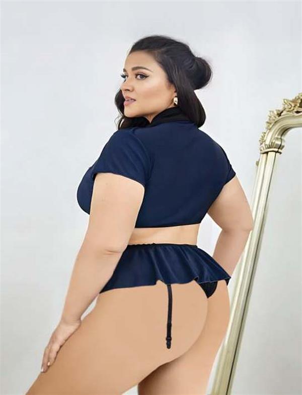 Arias Dolap Büyük Beden Lacivert Göğüs Detay Büstiyerli Kravatlı Mini Etekli Fantezi Polis Kostümü