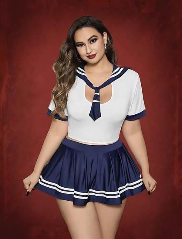 Arias Dolap Büyük Beden Lacivert Mini Etekli Fantezi Denizci Kostümü