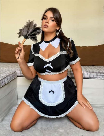 Arias Dolap Büyük Beden Mini Etekli Büstiyerli Fantezi Hizmetçi Kostümü