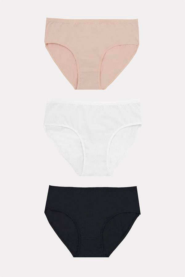 Arias Dolap Büyük Beden Pamuklu Siyah Beyaz Ten Rengi 3'lü Tuvalet