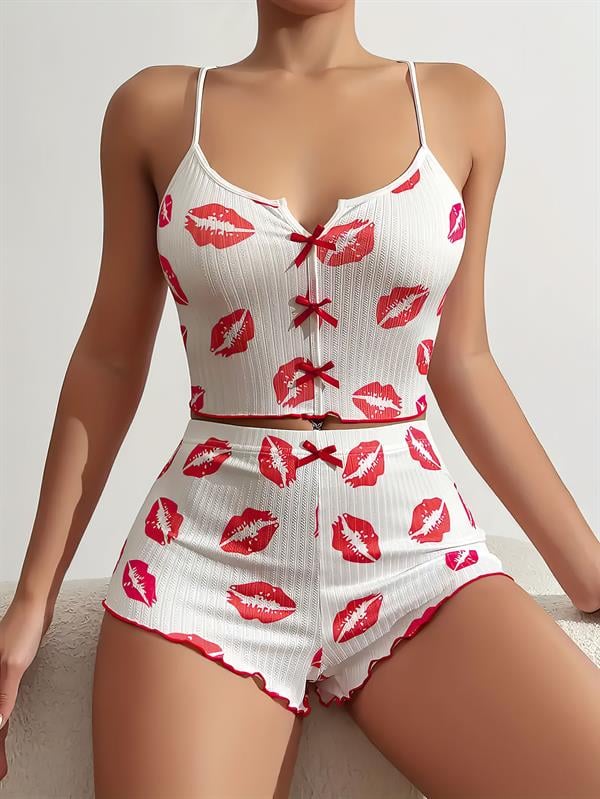 Arias Dolap Dudak Desenli Şortlu Pijama Takımı