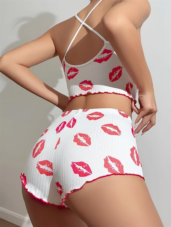 Arias Dolap Dudak Desenli Şortlu Pijama Takımı