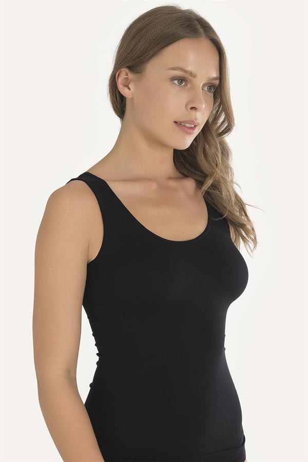 Arias Dolap Geniş Askılı Siyah Ribana Atlet 