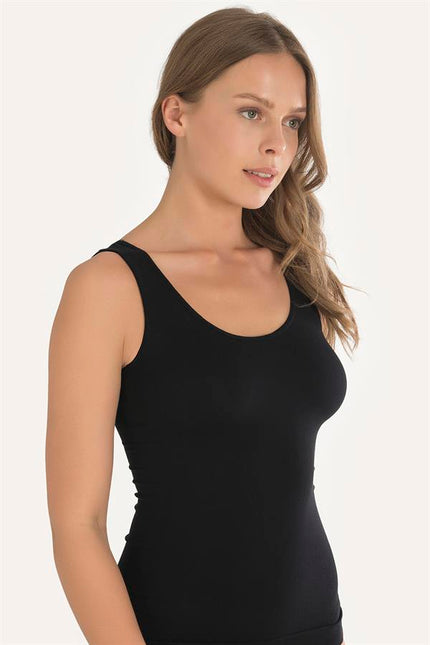 Arias Dolap Geniş Askılı Siyah Ribana Atlet 