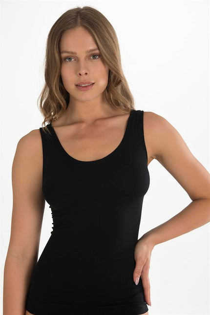 Arias Dolap Geniş Askılı Siyah Ribana Atlet 