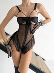 Arias Dolap Göğüs Dekolteli Fantezi Siyah Tül Transparan Babydoll