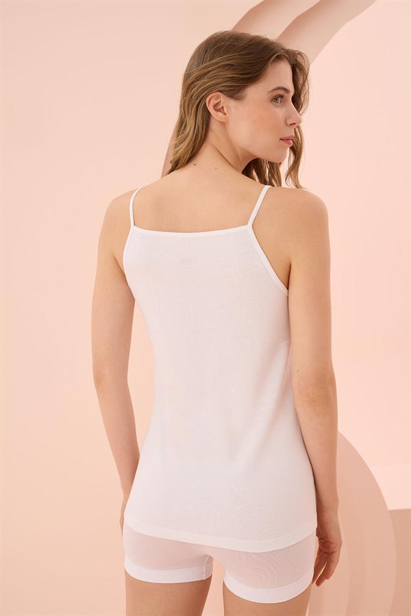 Arias Dolap İp Askılı Beyaz Ribana Atlet