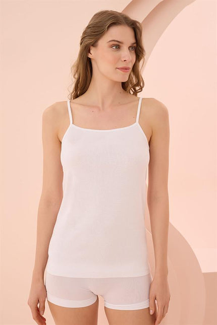 Arias Dolap İp Askılı Beyaz Ribana Atlet